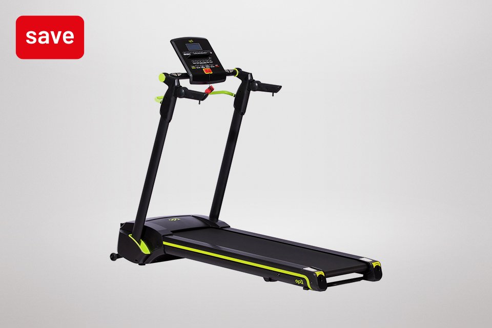 Save 30% on Opti easy folding treadmill with incline with code FIT30.