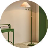 A Habitat Wiggle and taper floor lamp in green and white.