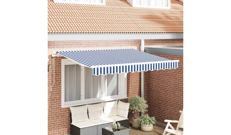 Walplus Polyester Awning - Blue and White - 350 x 200 cm - 3.5 x 2 cm