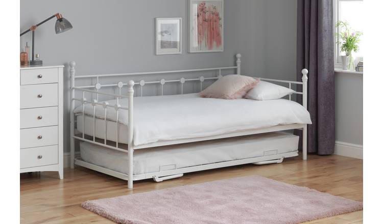 Argos Home Abigail Metal Daybed, Trundle & 2Mattresses White