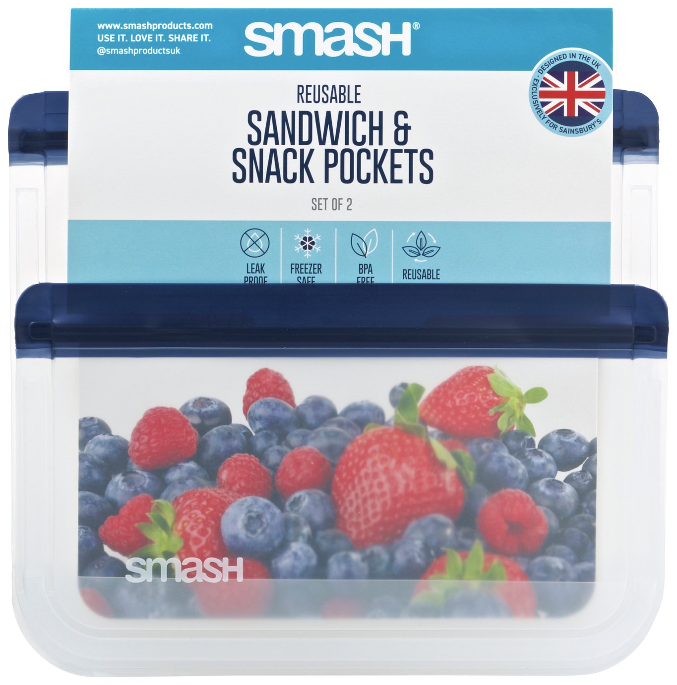 Smash Navy Blue Sandwich Lunch Bag