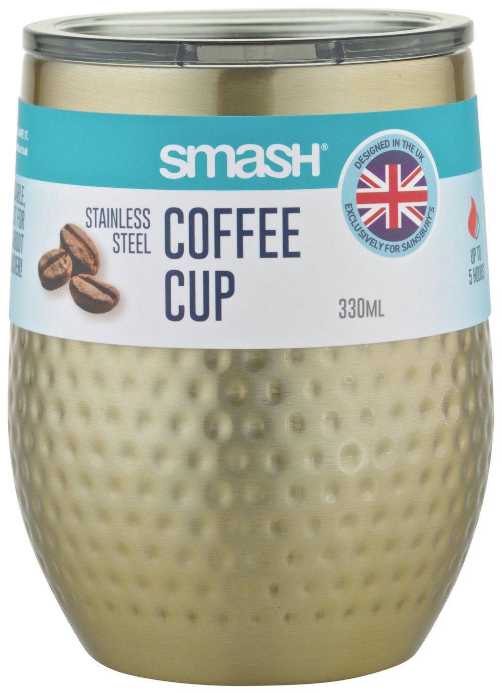 Smash Hammered Gold Stainless Steel Coffee Cup - 375 ml