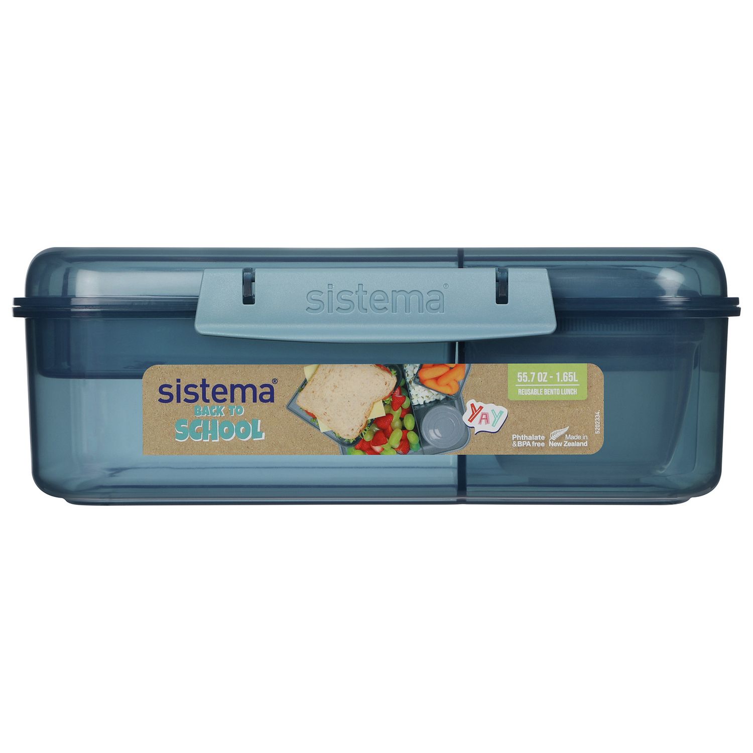 Sistema Bento Lunch Box Assorted Colours Food Storage Container 7.7x18.6x21.9cm
