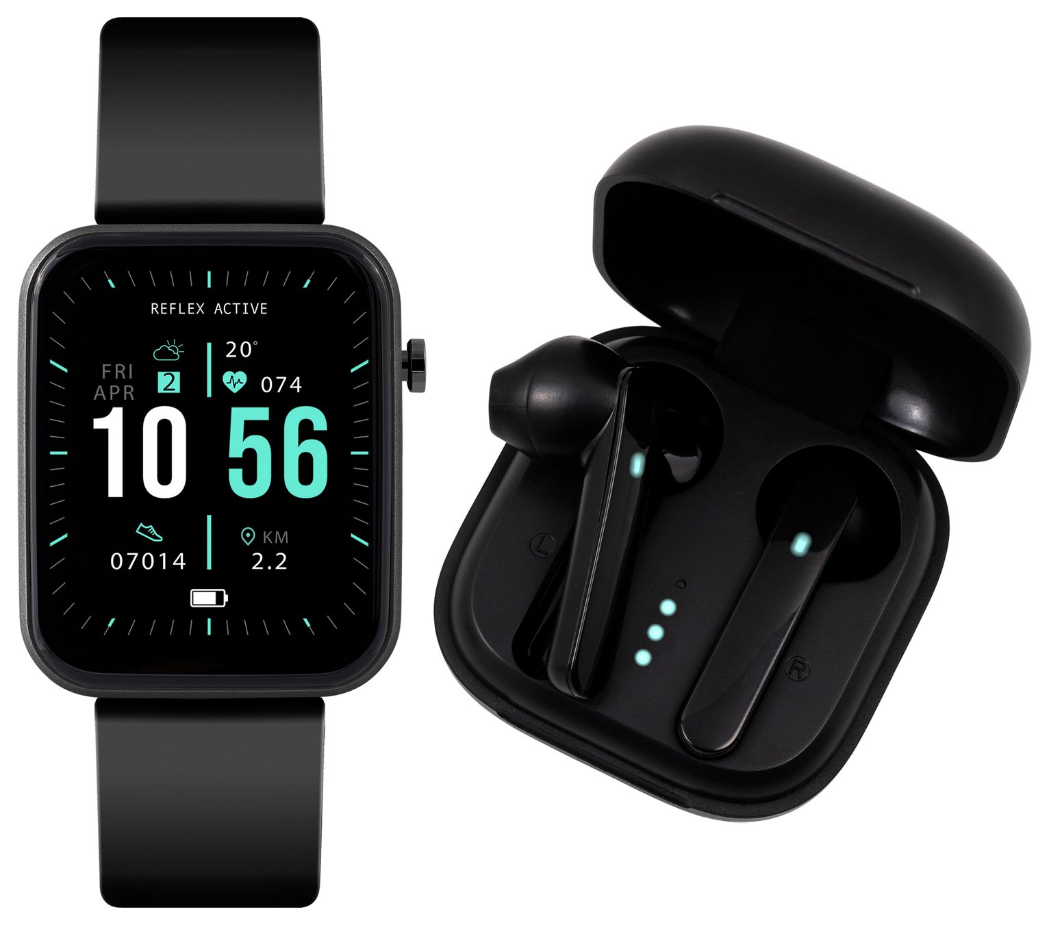 Reflex Active Series 13 Black Smart Watch and Ear Bud Set