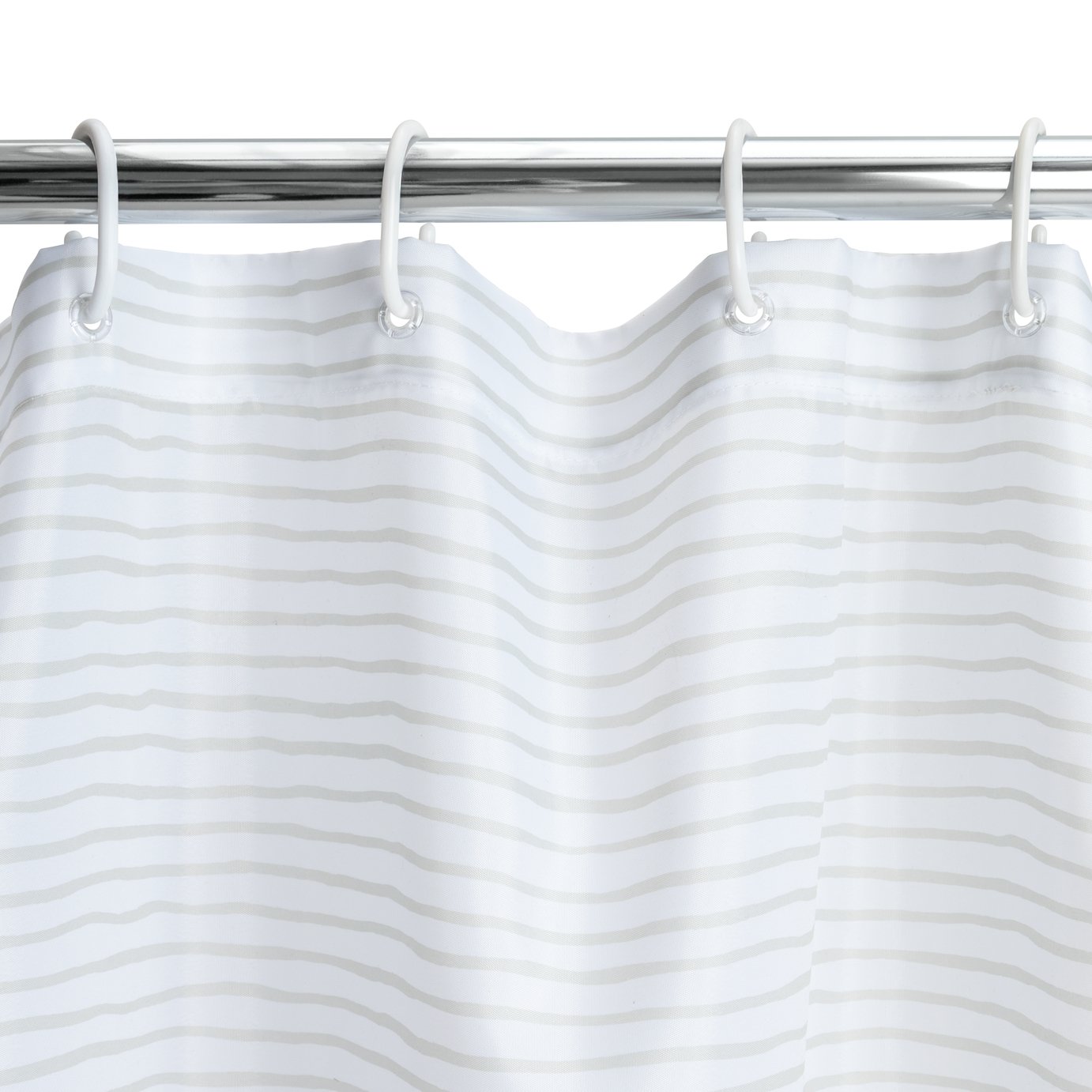 Habitat Stripe Print Shower Curtain - White