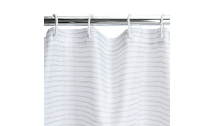 Habitat Stripe Print Shower Curtain - White