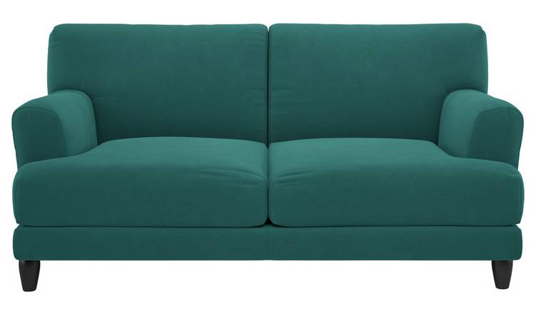 Habitat Askem Mystic Velvet 2 Seater Sofa - Dark Feet - Teal