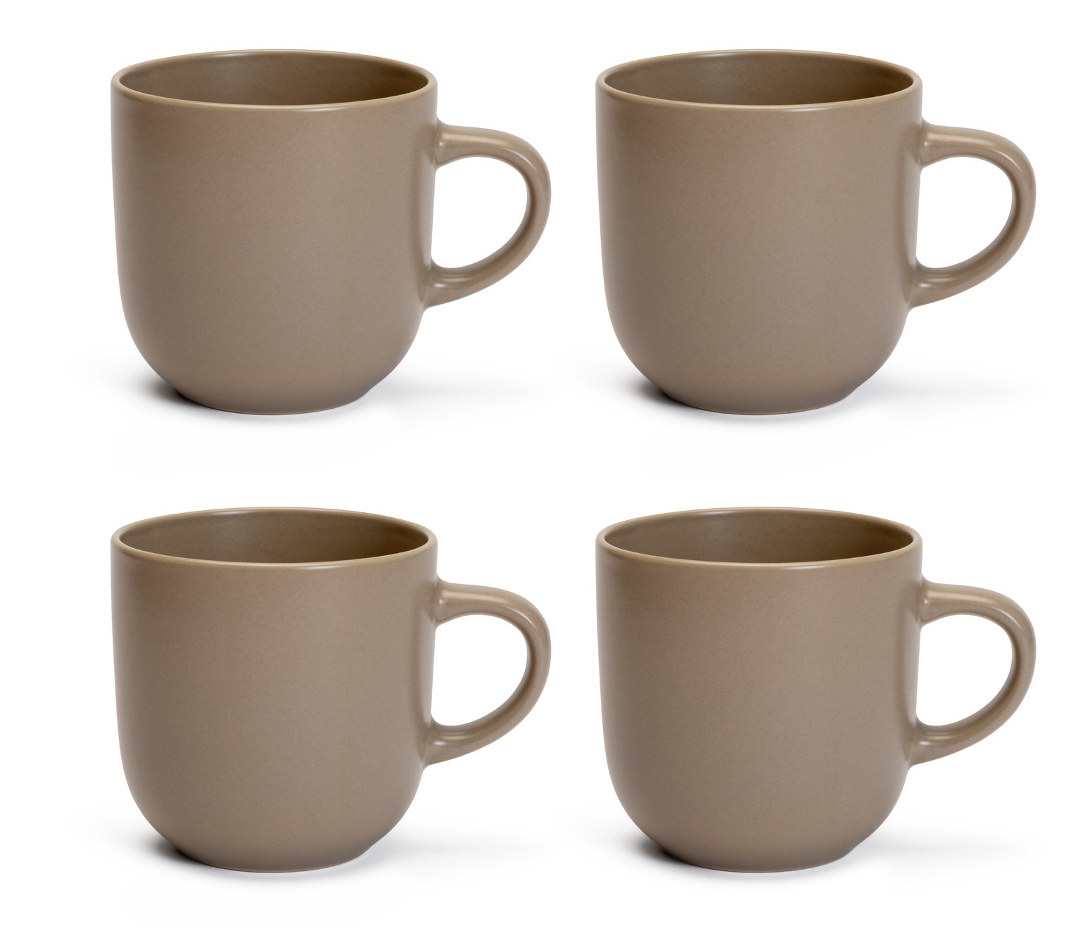 Habitat Set of 4 Mushroom Mugs - Matte Grey