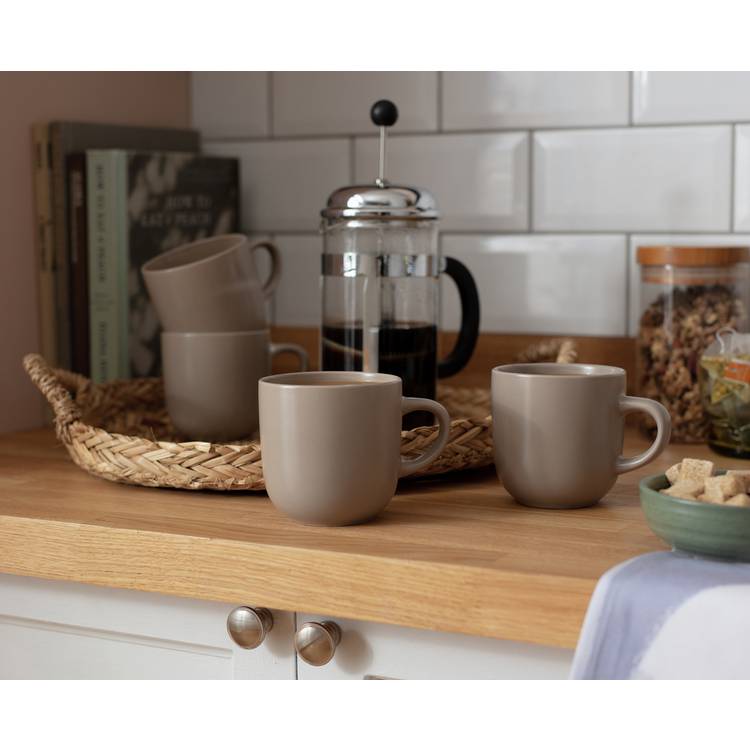 Habitat Set of 4 Mushroom Mugs - Matte Grey 0