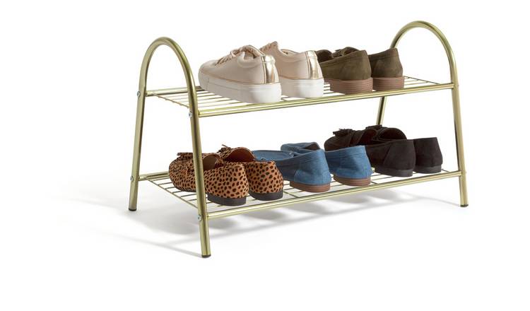 Buy Habitat Boutique 2 Tire Shoe Rack Gold Shoe storage Habitat