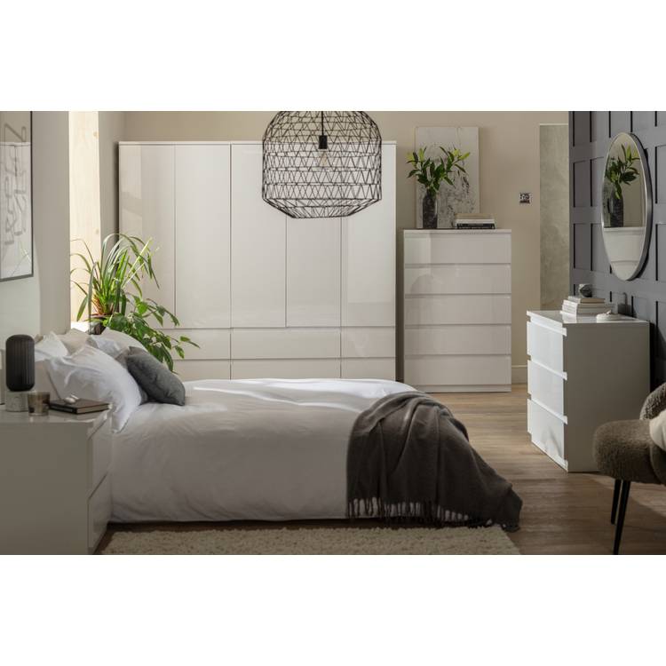 Habitat Jenson 5 Door Wardrobe - White Gloss 0