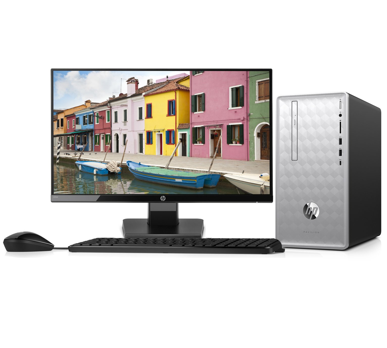 HP Pentium Gold 4GB 1TB Desktop PC & 22w Monitor Bundle