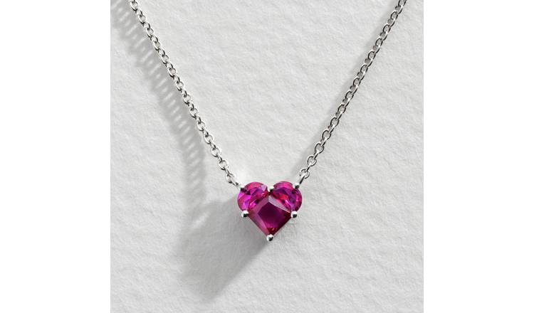 Ruby heart deals necklace silver