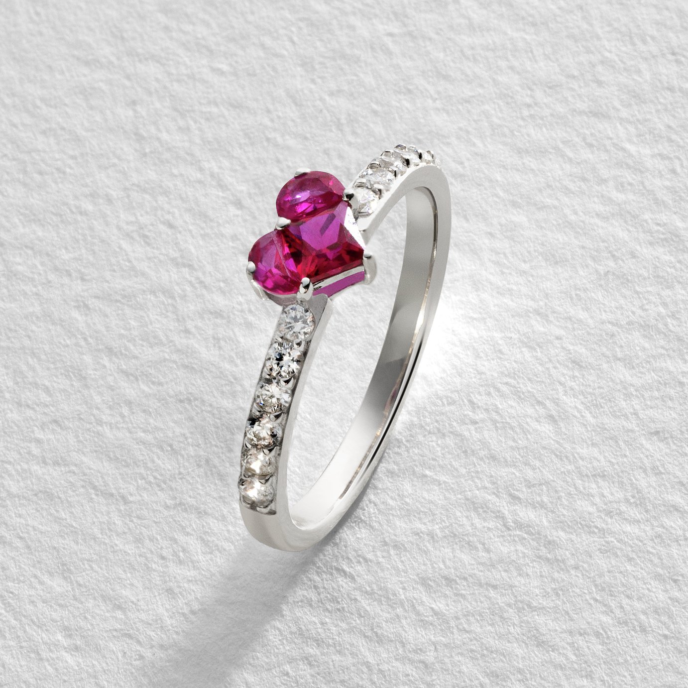 Revere Sterling Silver Cubic Zirconia Ruby Heart Ring - S