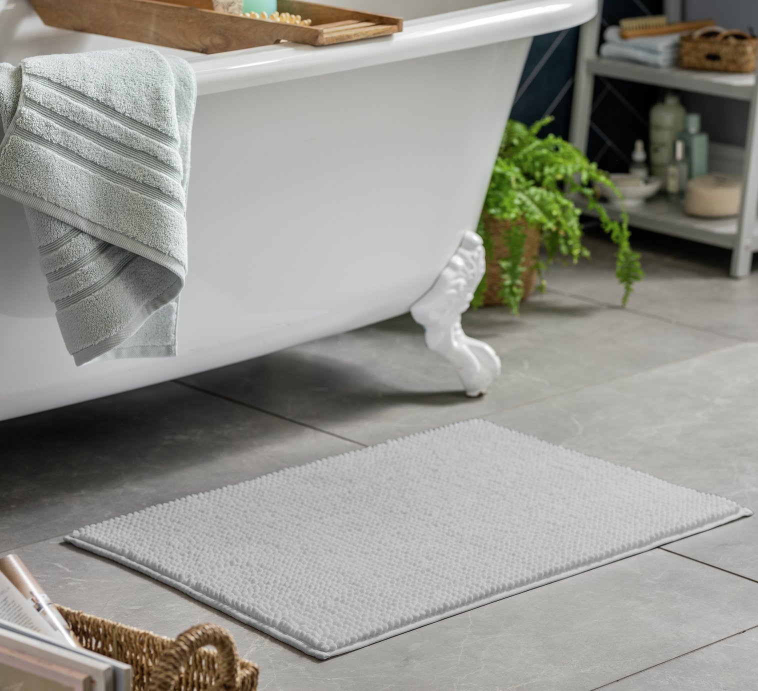 Argos Home Bobble Bath Mat - Grey