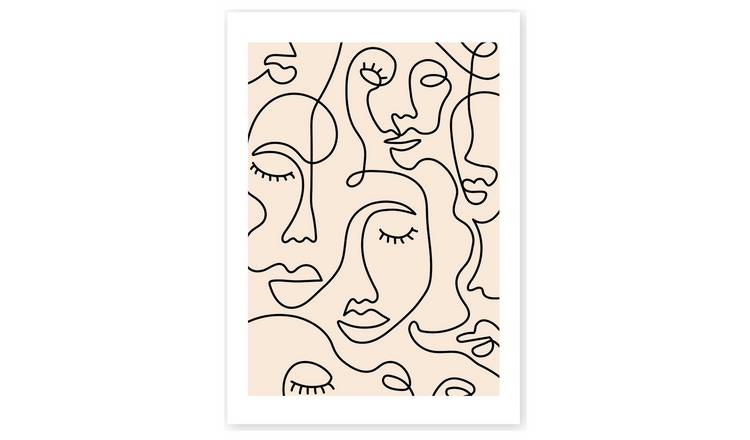 Buy East End Prints Single Line Faces Unframed Wall Print - A2 | Wall ...