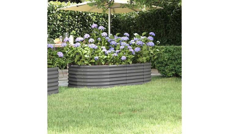 Walplus Galvanised Steel Raised Garden Bed - Grey - 152 x 80 x 36 cm