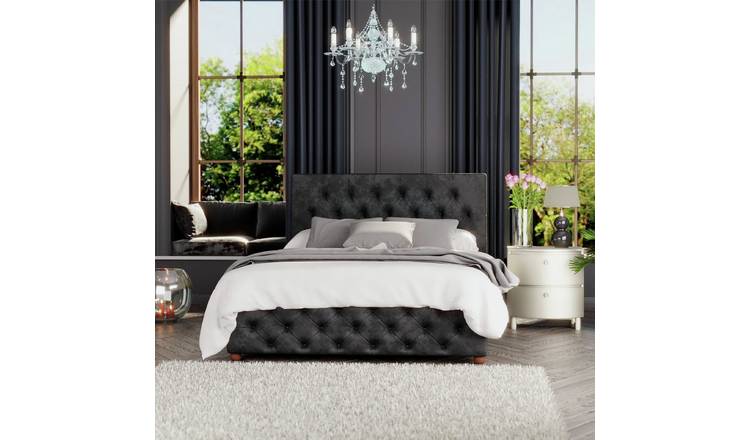 LLB Luna Velvet Superking Ottoman Bedframe - Black