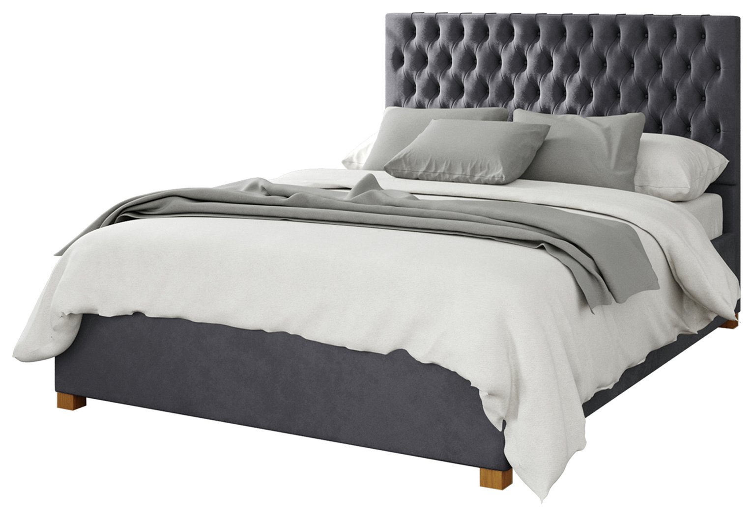 Aspire Monroe Velvet Double Ottoman Bedframe - Steel