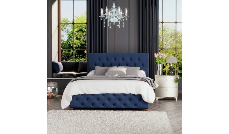 LLB Luna Velvet Kingsize Ottoman Bedframe - Navy