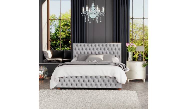 LLB Seren Velvet Superking Ottoman Bedframe - Silver