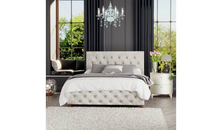 LLB Luna Velvet Double Ottoman Bedframe - Pearl