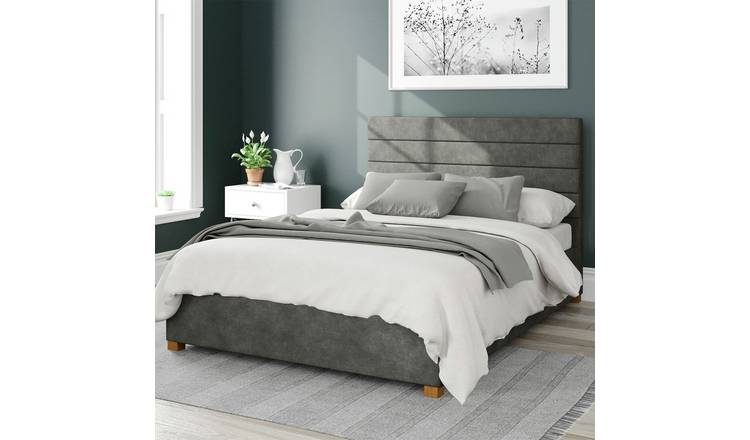 Aspire Kelly Linen Superking Ottoman Bedframe - Granite