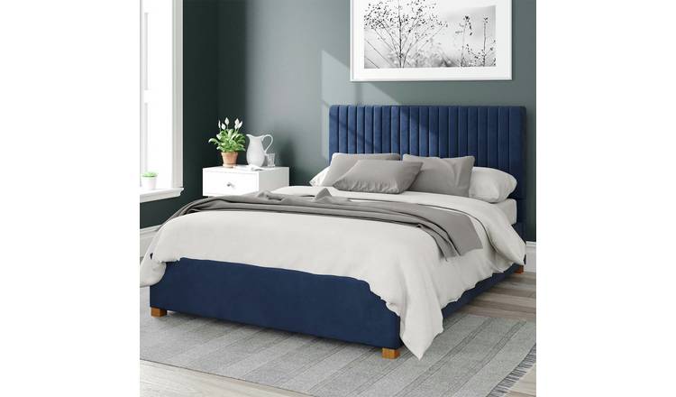 Aspire Grant Velvet Superking Ottoman Bedframe - Navy