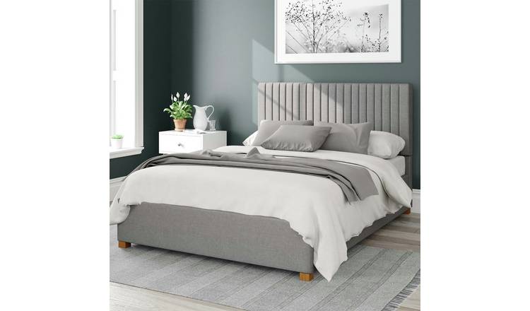 Aspire Grant Linen Double Ottoman Bedframe - Grey