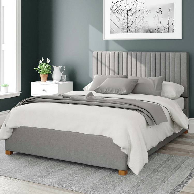 Aspire Grant Linen Double Ottoman Bedframe - Grey 0