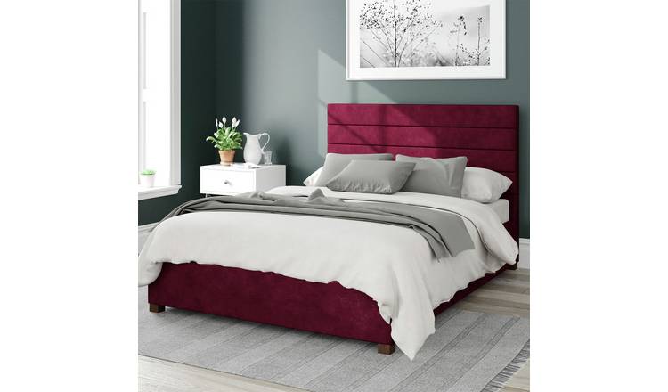 Aspire Kelly Linen Double Ottoman Bedframe - Bordeaux