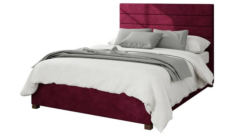 Aspire Kelly Linen Superking Ottoman Bedframe - Bordeaux