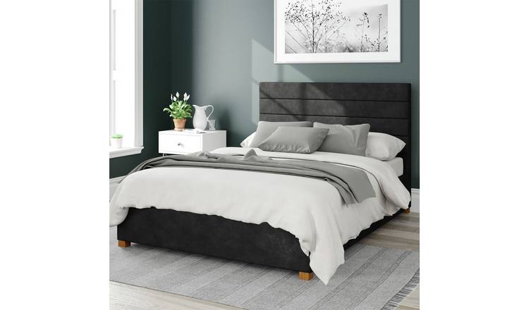 Aspire Kelly Linen Kingsize Ottoman Bedframe - Charcoal