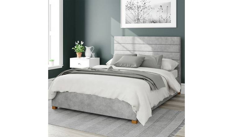 Aspire Kelly Linen Double Ottoman Bedframe - Silver