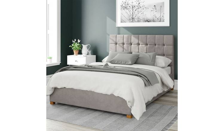 Aspire Sinatra Velvet Double Ottoman Bedframe - Silver