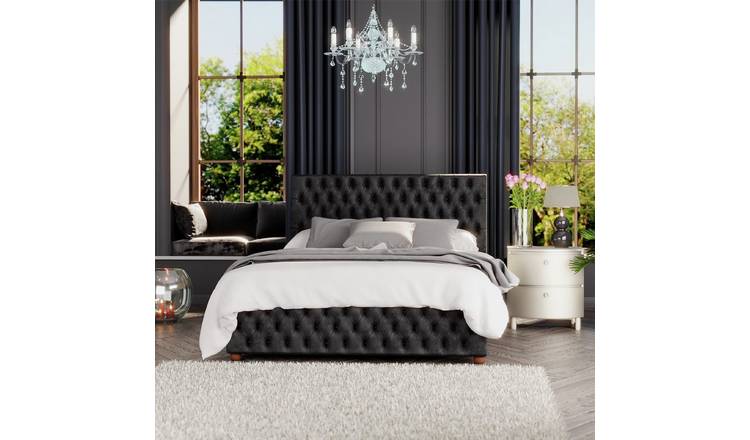 LLB Seren Velvet Small Double Ottoman Bedframe - Black