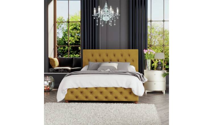 LLB Luna Velvet Kingsize Ottoman Bedframe - Ochre