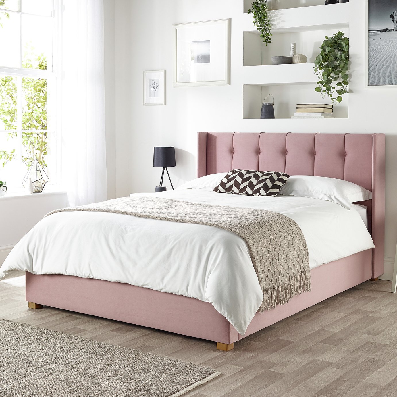 CL Utopia Velvet Kingsize Ottoman Bedframe - Blush