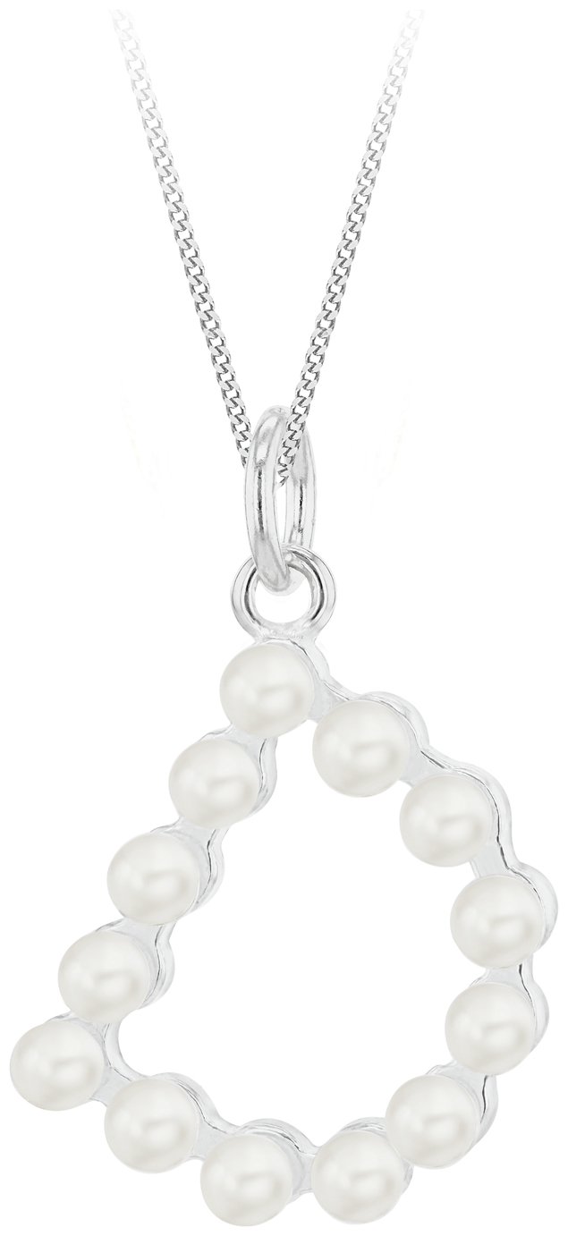Revere Sterling Silver D Initial Freshwater Pearl Pendant 