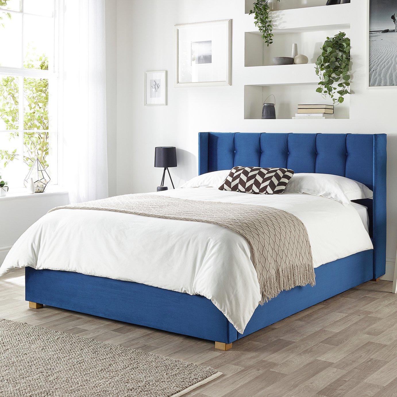 CL Utopia Velvet Kingsize Ottoman Bedframe - Navy