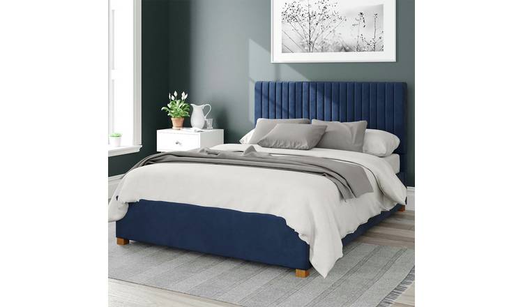 Aspire Grant Velvet Kingsize Ottoman Bedframe - Navy