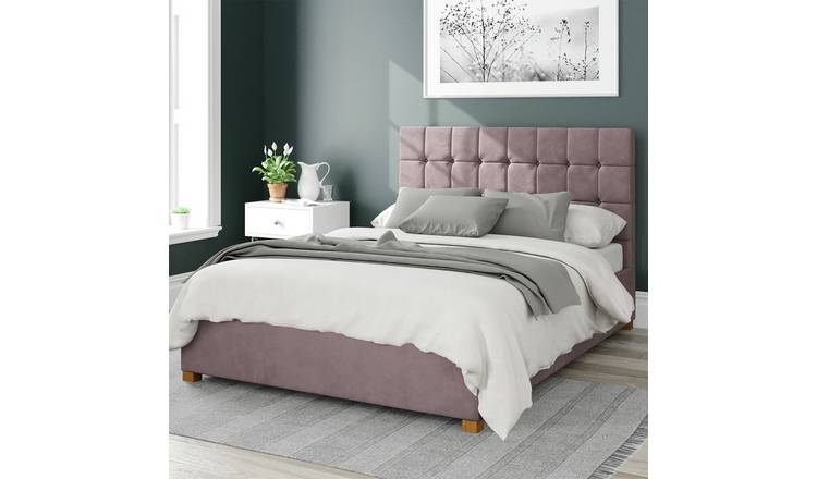 Aspire Sinatra Velvet Double Ottoman Bedrame - Blush