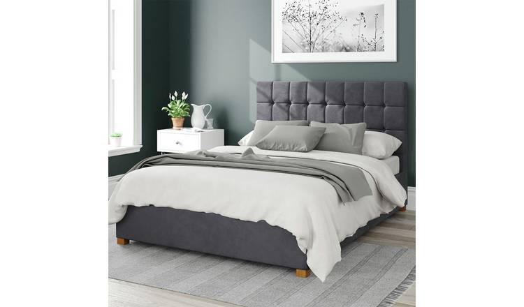 Aspire Sinatra Velvet Double Ottoman Bedframe - Steel