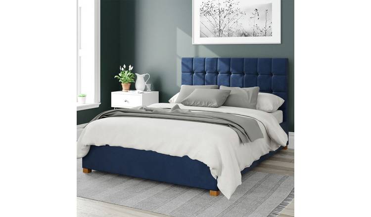 Aspire Sinatra Velvet Double Ottoman Bedframe - Navy