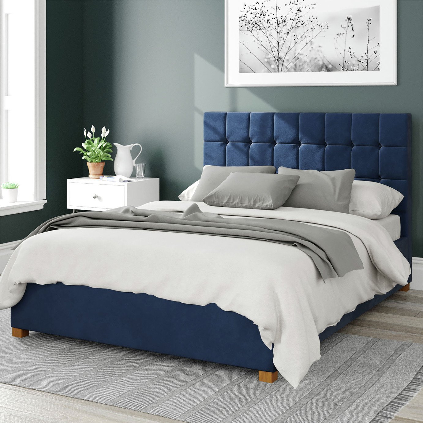 Aspire Sinatra Velvet Kingsize Ottoman Bedframe - Navy