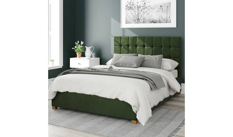 Aspire Sinatra Velvet Double Ottoman Bedframe - Forest Green