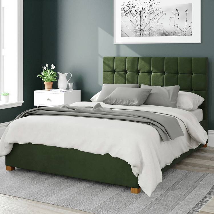 Aspire Sinatra Velvet Double Ottoman Bedframe - Forest Green 0