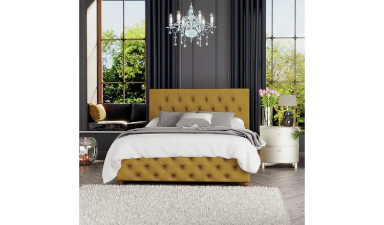 LLB Luna Velvet Small Double Ottoman Bedframe - Ochre