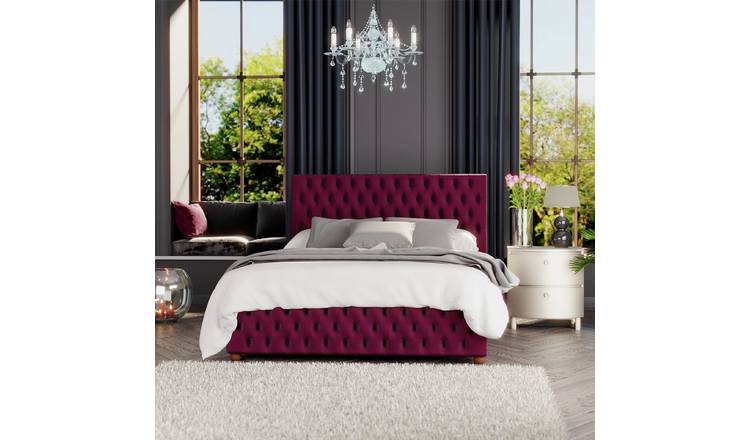 LLB Seren Velvet Small Double Ottoman Bedframe - Berry