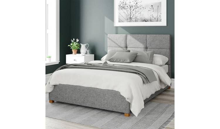 Aspire Caine Twill Double Ottoman Bedframe - Grey